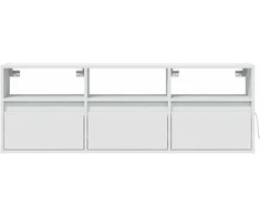 TV staliukas Sieninė TV spintelė su LED lemputėmis, balta, 130x31x45 cm