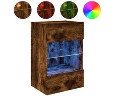 TV staliukas Sieninė TV spintelė su LED lemputėmis, dūminė, 40x30x60,5cm