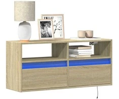 TV staliukas Sieninė TV spintelė su LED lemputėmis, ąžuolo, 100x31x45cm