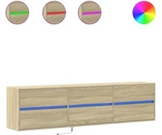 TV staliukas Sieninė TV spintelė su LED lemputėmis, ąžuolo, 180x31x45cm