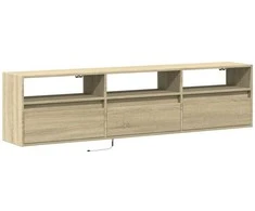 TV staliukas Sieninė TV spintelė su LED lemputėmis, ąžuolo, 180x31x45cm