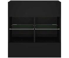 TV staliukas Sieninė TV spintelė su LED lemputėmis, juoda, 58,5x30x60,5cm