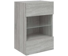 TV staliukas Sieninė TV spintelė su LED lemputėmis, pilka, 40x30x60,5cm
