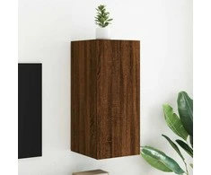 TV staliukas Sieninė TV spintelė su LED lemputėmis, ruda, 30,5x35x70cm