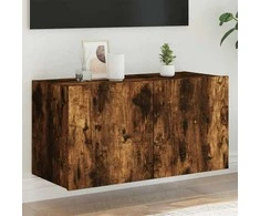 TV staliukas Sieninė TV spintelė su LED lemputėmis, dūminė, 80x35x41cm