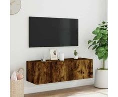 TV staliukas Sieninė TV spintelė su LED lemputėmis, dūminė, 100x35x31cm