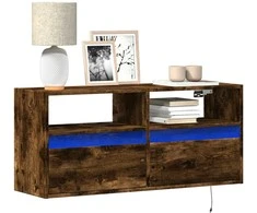 TV staliukas Sieninė TV spintelė su LED lemputėmis, dūminė, 100x31x45cm