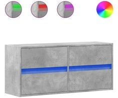 TV staliukas Sieninė TV spintelė su LED lemputėmis, betono, 100x31x45cm