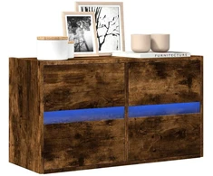 TV staliukas Sieninė TV spintelė su LED lemputėmis, dūminė, 80x31x45cm