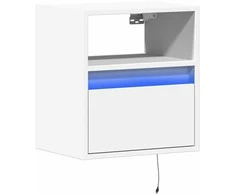 TV staliukas Sieninė TV spintelė su LED lemputėmis, balta, 41x31x45cm