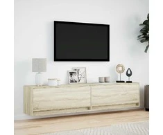 TV staliukas Sieninė TV spintelė su LED lemputėmis, ąžuolo, 180x31x38cm