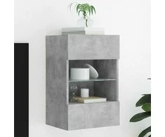 TV staliukas Sieninė TV spintelė su LED lemputėmis, betono, 40x30x60,5cm