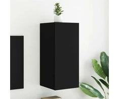 TV staliukas Sieninė TV spintelė su LED lemputėmis, juoda, 30,5x35x70cm