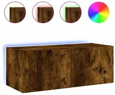 TV staliukas Sieninė TV spintelė su LED lemputėmis, dūminė, 80x35x31cm