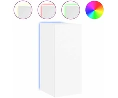 TV staliukas Sieninė TV spintelė su LED lemputėmis, balta, 30,5x35x70cm