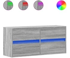 TV staliukas Sieninė TV spintelė su LED lemputėmis, pilka, 100x31x45cm