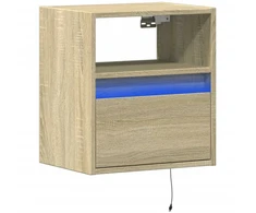 TV staliukas Sieninė TV spintelė su LED lemputėmis, ąžuolo, 41x31x45cm