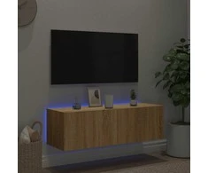 TV staliukas Sieninė TV spintelė su LED lemputėmis, ąžuolo, 100x35x31cm