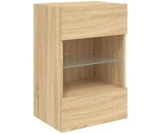 TV staliukas Sieninė TV spintelė su LED lemputėmis, ąžuolo, 40x30x60,5cm