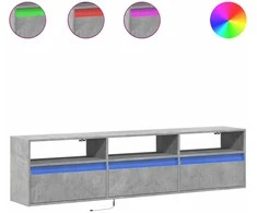 TV staliukas Sieninė TV spintelė su LED lemputėmis, betono, 180x31x45cm