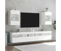 TV staliukas Sieninė TV spintelė su LED lemputėmis, balta, 40x30x60,5cm