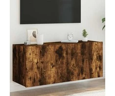TV staliukas Sieninė TV spintelė su LED lemputėmis, dūminė, 100x35x41cm