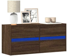 TV staliukas Sieninė TV spintelė su LED lemputėmis, ruda ąžuolo, 100x31x45cm