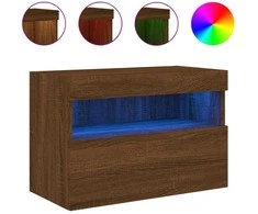 TV staliukas Sieninė TV spintelė su LED lemputėmis, ruda ąžuolo, 60x30x40cm
