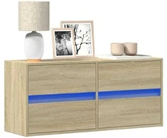 TV staliukas Sieninė TV spintelė su LED lemputėmis, ąžuolo, 100x31x45cm