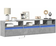 TV staliukas Sieninė TV spintelė su LED lemputėmis, betono, 180x31x45cm