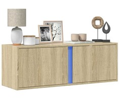 TV staliukas Sieninė TV spintelė su LED lemputėmis, ąžuolo, 100x31x35cm
