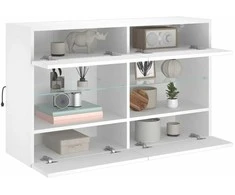 TV staliukas Sieninė TV spintelė su LED lemputėmis, balta, 98,5x30x60,5cm