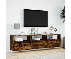 TV staliukas Sieninė TV spintelė su LED lemputėmis, dūminė, 180x31x45cm