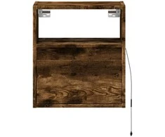 TV staliukas Sieninė TV spintelė su LED lemputėmis, dūminė, 41x31x45cm