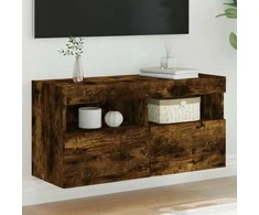 TV staliukas Sieninė TV spintelė su LED lemputėmis, dūminė, 80x30x40cm