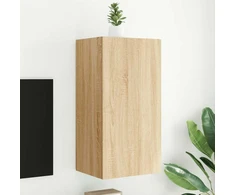 TV staliukas Sieninė TV spintelė su LED lemputėmis, ąžuolo, 40,5x35x80cm