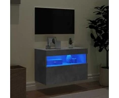 TV staliukas Sieninė TV spintelė su LED lemputėmis, betono pilka, 60x30x40cm