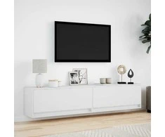 TV staliukas Sieninė TV spintelė su LED lemputėmis, balta, 180x31x38cm