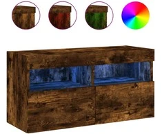 TV staliukas Sieninė TV spintelė su LED lemputėmis, dūminė, 80x30x40cm