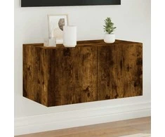 TV staliukas Sieninė TV spintelė su LED lemputėmis, dūminė, 60x35x31cm