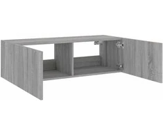 TV staliukas Sieninė TV spintelė su LED lemputėmis, pilka, 100x35x31cm