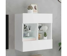 TV staliukas Sieninė TV spintelė su LED lemputėmis, balta, 58,5x30x60,5cm