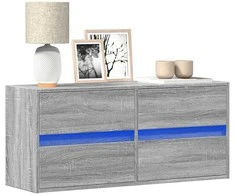 TV staliukas Sieninė TV spintelė su LED lemputėmis, pilka, 100x31x45cm