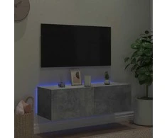 TV staliukas Sieninė TV spintelė su LED lemputėmis, betono, 100x35x31cm
