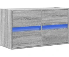 TV staliukas Sieninė TV spintelė su LED lemputėmis, pilka ąžuolo, 80x31x45cm