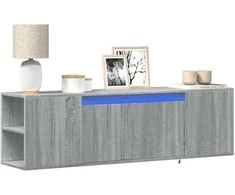 TV staliukas Sieninė TV spintelė su LED lemputėmis, pilka, 135x31x39,5cm