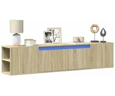 TV staliukas Sieninė TV spintelė su LED lemputėmis, ąžuolo, 180x31x39,5cm