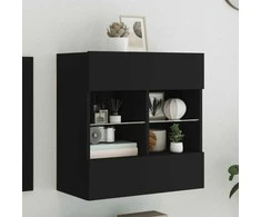 TV staliukas Sieninė TV spintelė su LED lemputėmis, juoda, 58,5x30x60,5cm