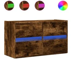 TV staliukas Sieninė TV spintelė su LED lemputėmis, dūminė, 80x31x45cm