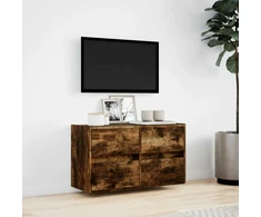 TV staliukas Sieninė TV spintelė su LED lemputėmis, dūminė, 80x31x45cm